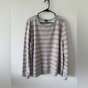 Talbots Gray Sweater with Pink Stripes
